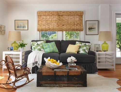 Family room painted in Benjamin Moore Chantilly Lace