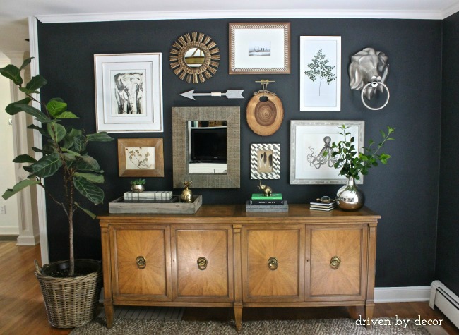 Driven by Decor - Eclectic Gallery Wall on Black Walls