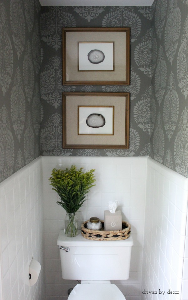 Our Stenciled Bathroom Budget Makeover Reveal! Driven by Decor