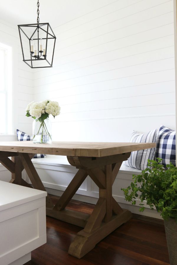 Favorite farmhouse trestle tables (& progress on our kitchen ... Room Banquette décor