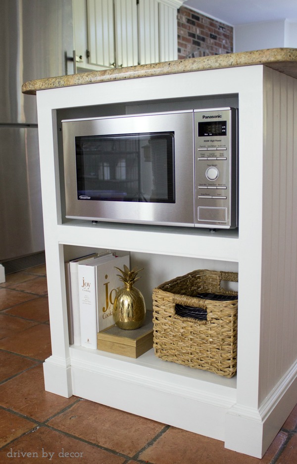 Our Remodeled Kitchen Island with Built-in Microwave Shelf | Driven by