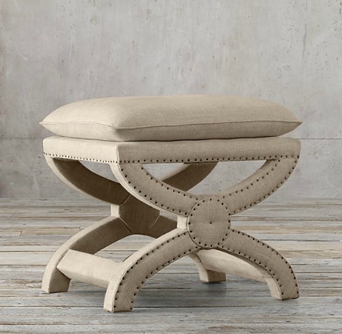 Restoration Hardware Toscane Upholstered Nailhead Bench