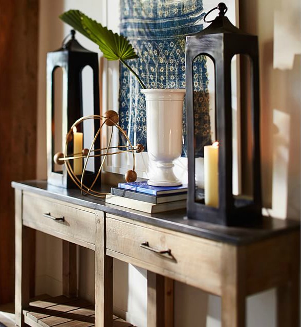 Decorate a console table with a pair of lanterns - beautiful!