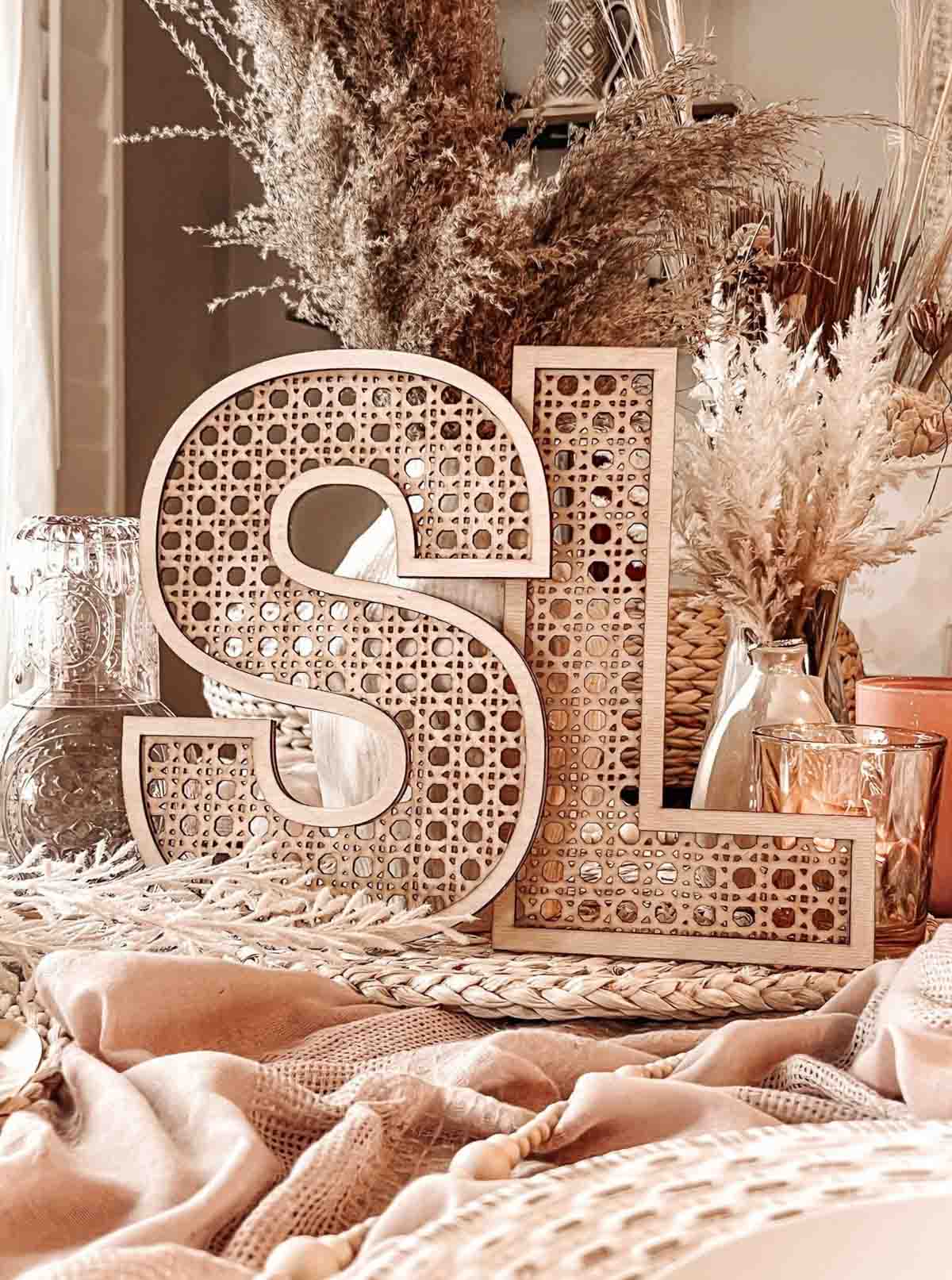 Rattan decorative letters