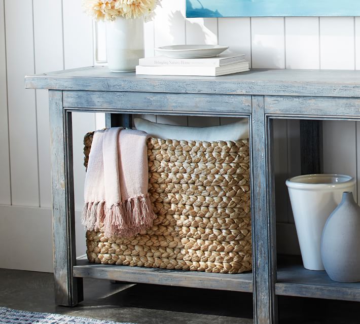 Seagrass basket on console table