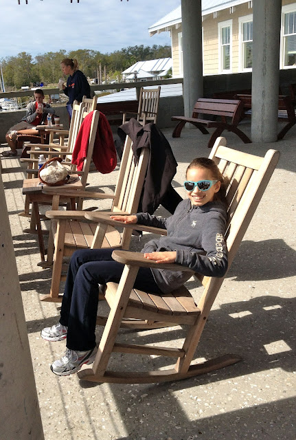 Rocking chairs in the Southport ferry terminal