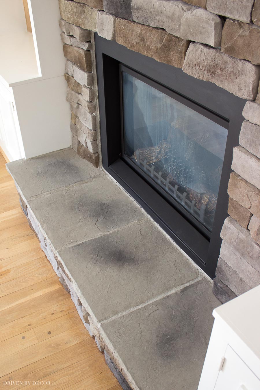 Love these hearthstones! The perfect complement to the stacked stone fireplace!