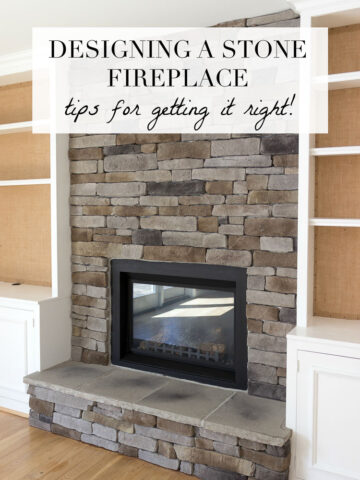 Great tips for designing a stone fireplace like this beautiful stacked stone veneer fireplace!