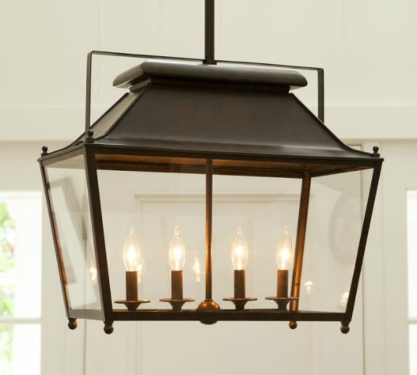 Gorgeous rectangular hanging lantern in bronze