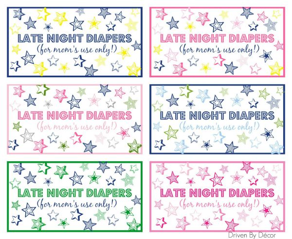 Late Night Diapers Signs printables - adorable!!