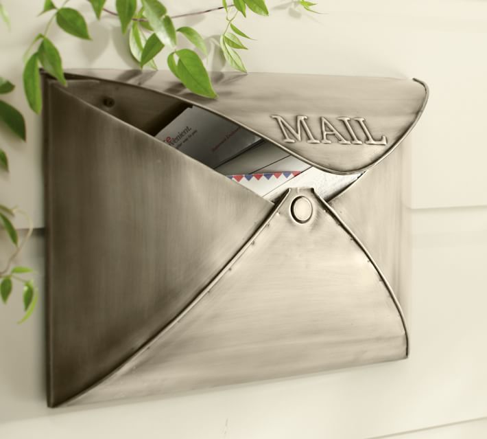 Darling envelope mailbox that comes in three colors including antique nickel!