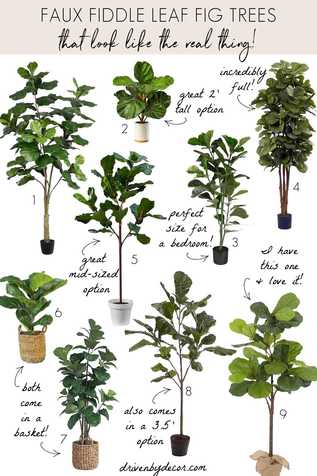 Faux fiddle leaf fig trees