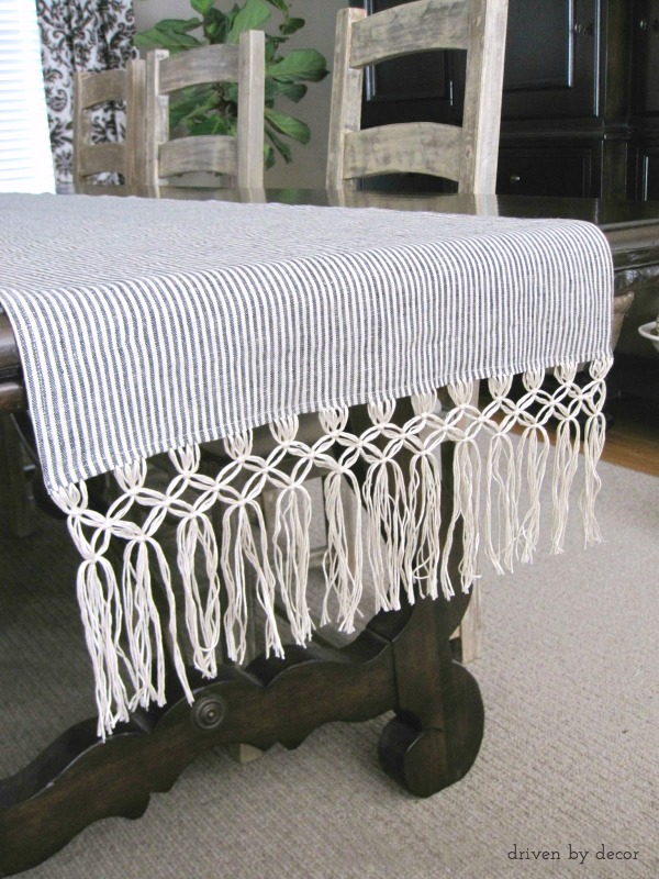 Make your own macrame fringe table runner by following this easier-than-you'd-think DIY tutorial!