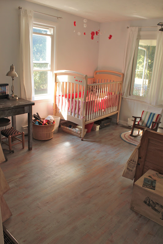 Love how she used a chalk paint wash to create this look on her hardwoods!