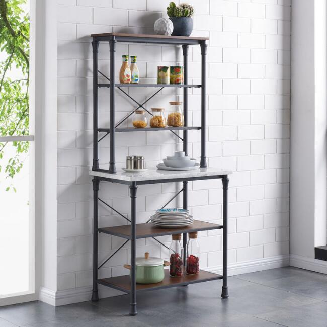 Gorgeous iron and marble baker's rack! The perfect addition to your kitchen or patio!