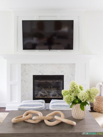 Gorgeous example of how you can hang a TV over the fireplace but still have a beautiful room!