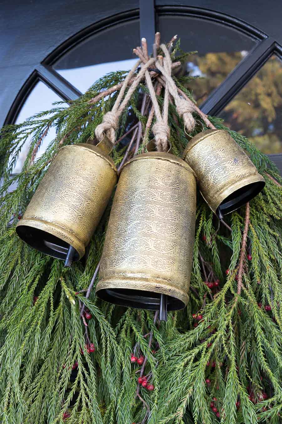 Christmas bells to hang on door swag