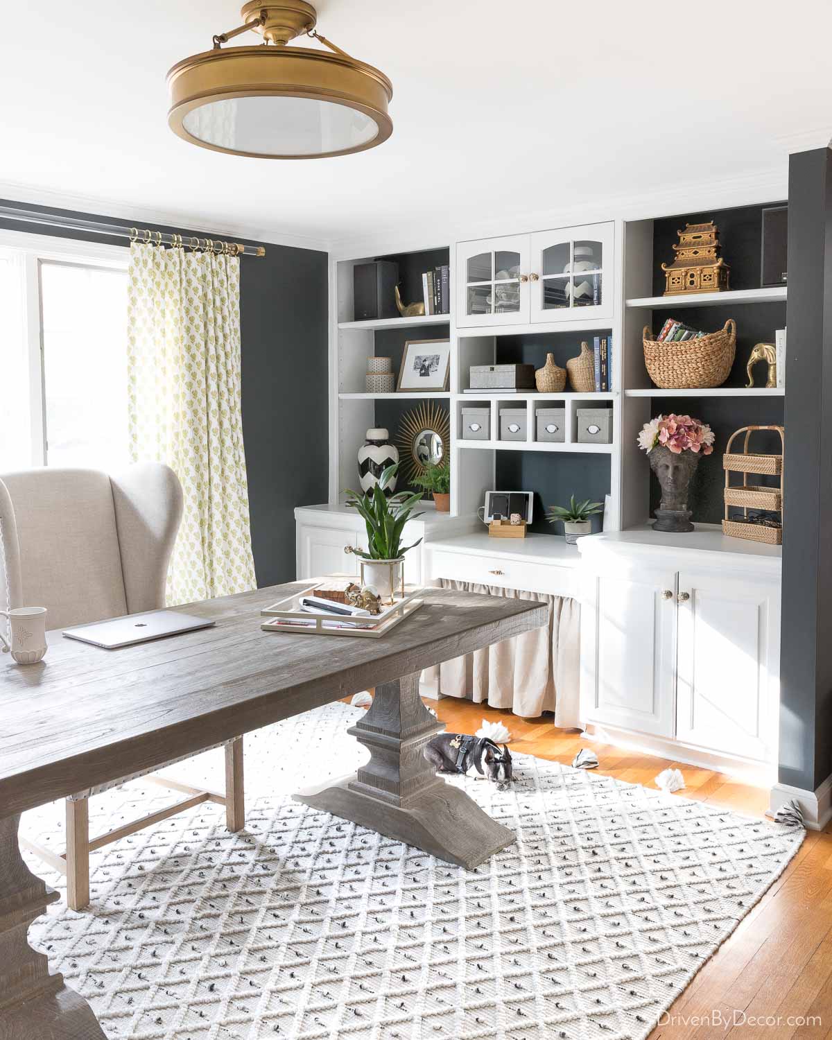Home office painted Benjamin Moore Nightfall