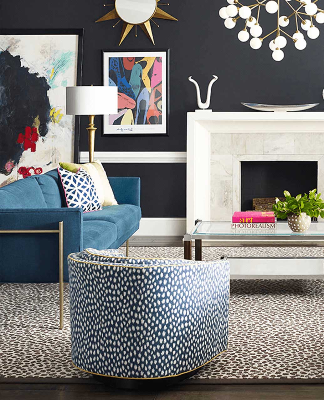 Living room painted in Sherwin Williams Tricorn Black