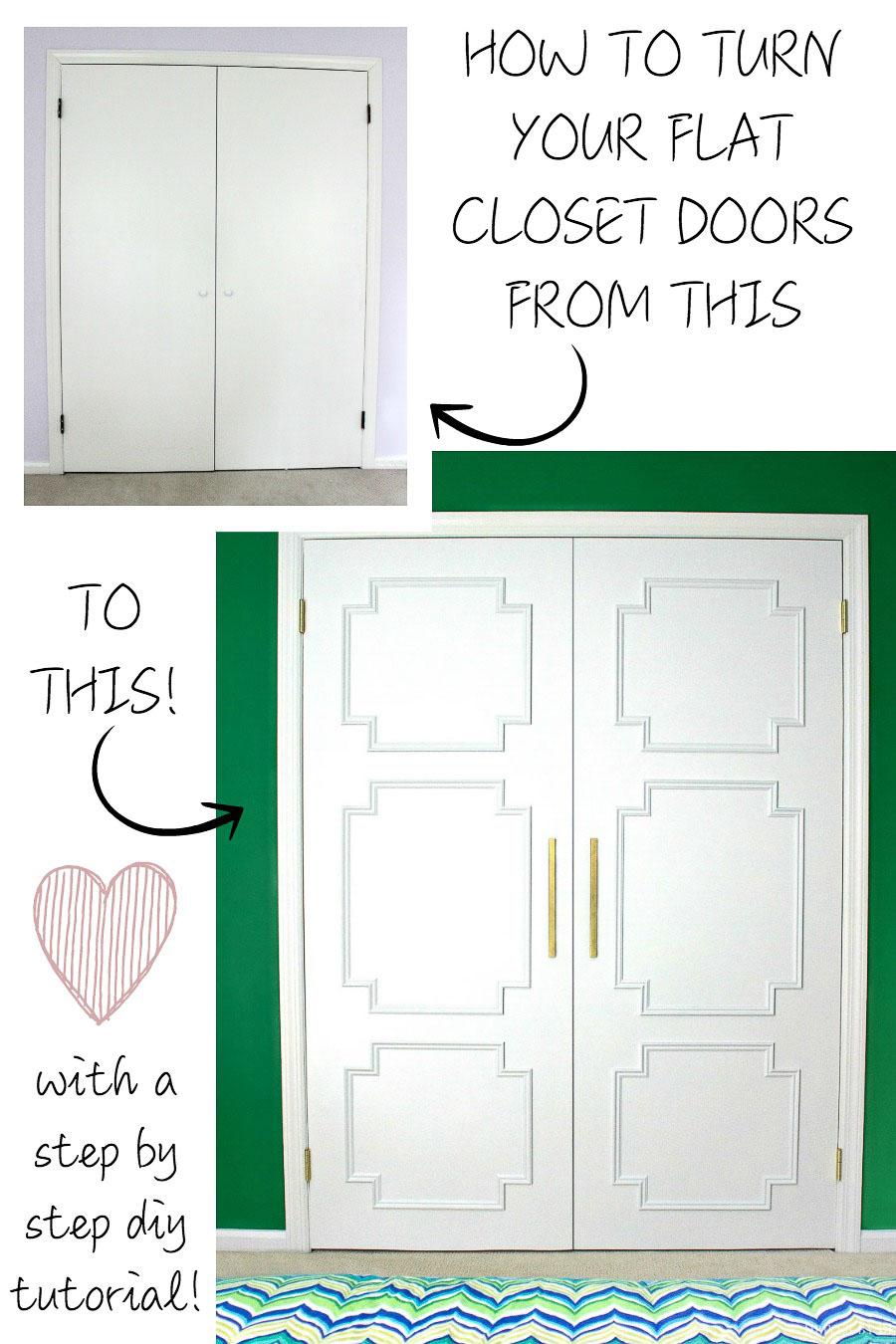 LOVE this flat panel door DIY makeover - such a huge difference!