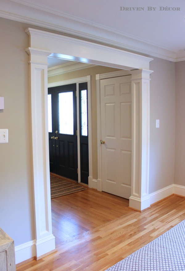 Molding added to a standard doorway makes such a huge difference!