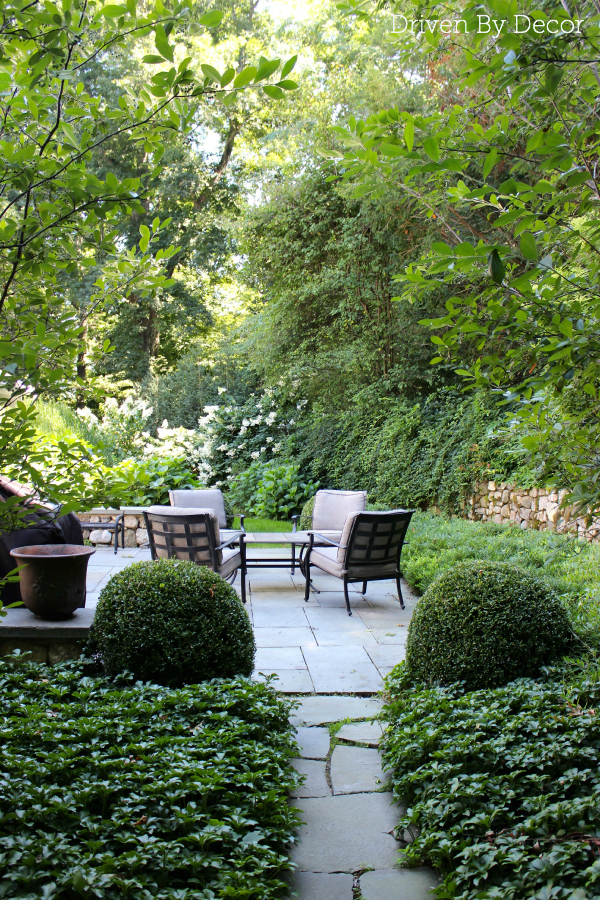 Walkway leading to backyard flagstone patio