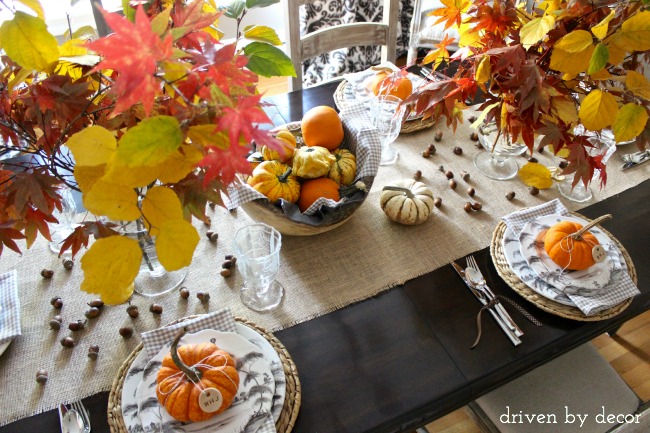 Driven by Decor - Thanksgiving centerpiece with natural elements