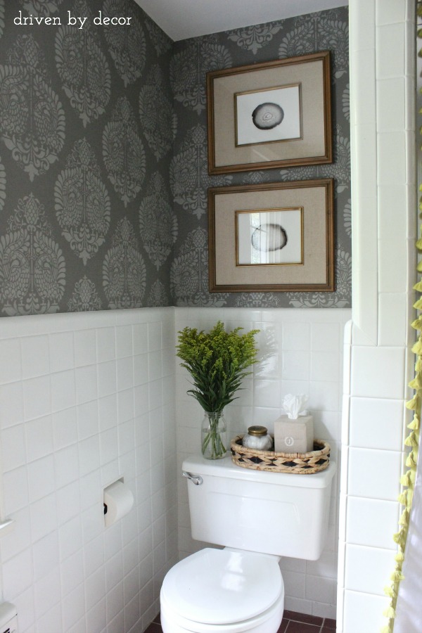 Our Stenciled Bathroom  Budget Makeover Reveal Driven by 