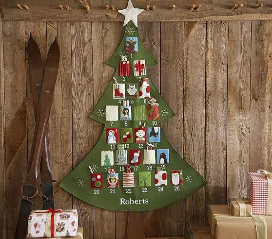 Christmas tree advent calendar with pockets for treats or notes!