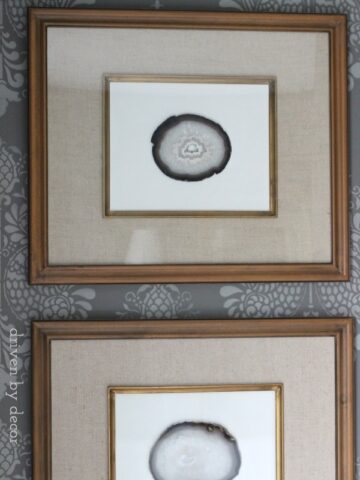 Inexpensive DIY art with agate slices in Target frames