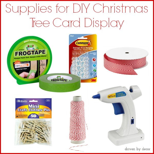 Supplies for DIY Christmas Tree Card Display