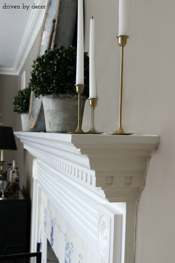 Profile view of fireplace mantelpiece