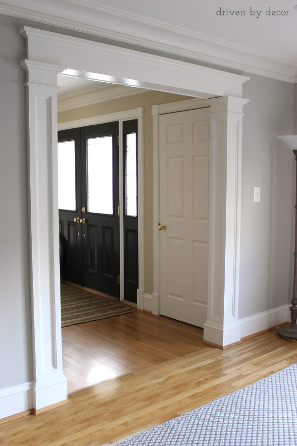 Decorative molding added to a standard doorway makes such a difference!