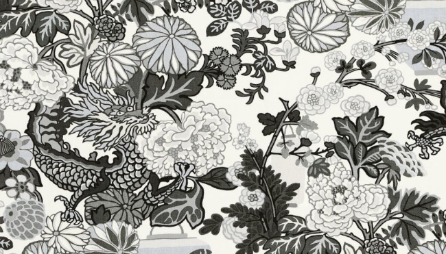 Schumacher Chiang Mai Fabric in Smoke