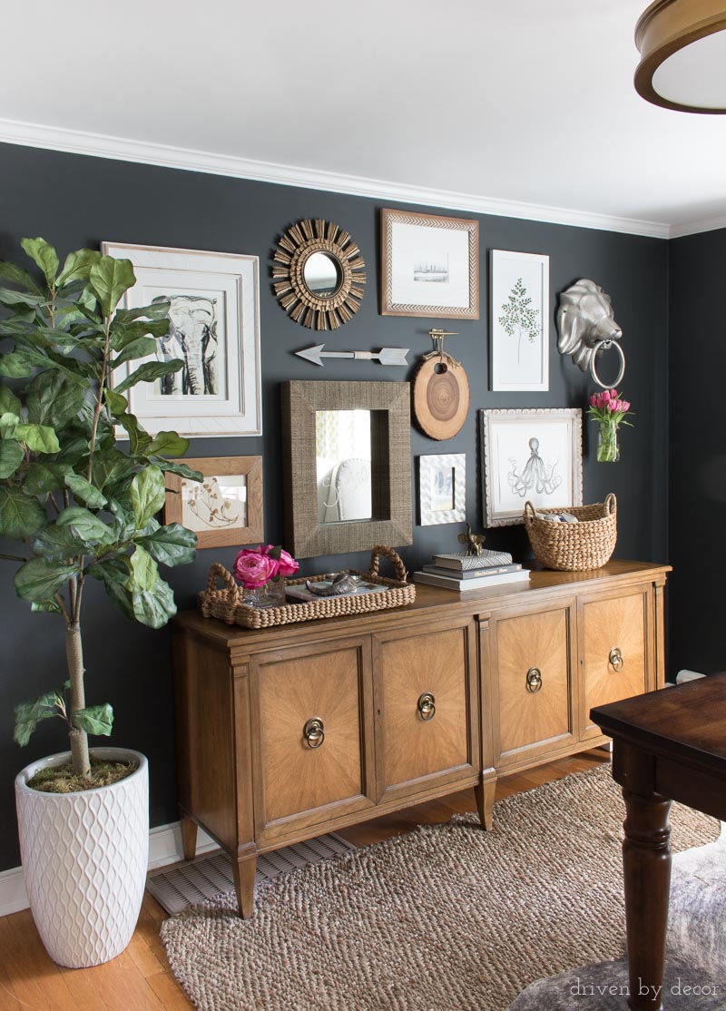 A great choice for a soft black paint color that isn't too harsh! Click through for more info about Benjamin Moore Nightfall to see if it's the right paint color for you!