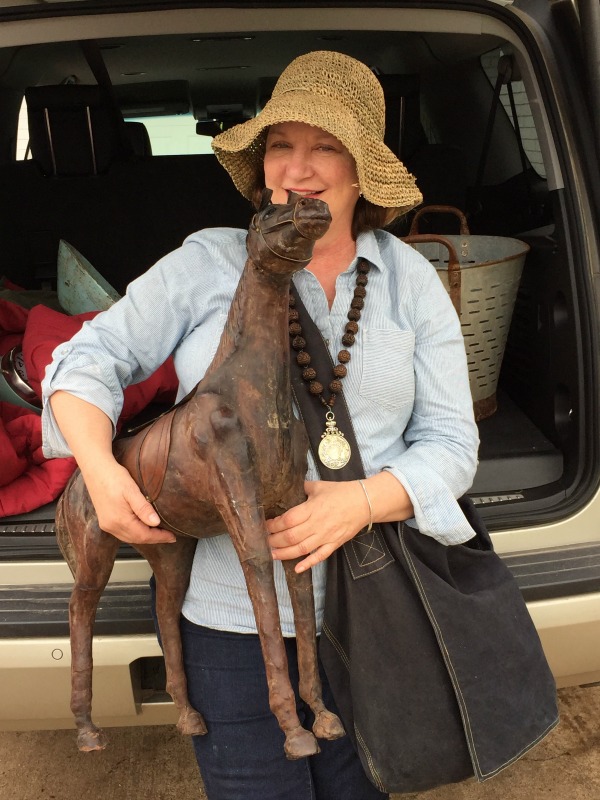 Debra with wood horse