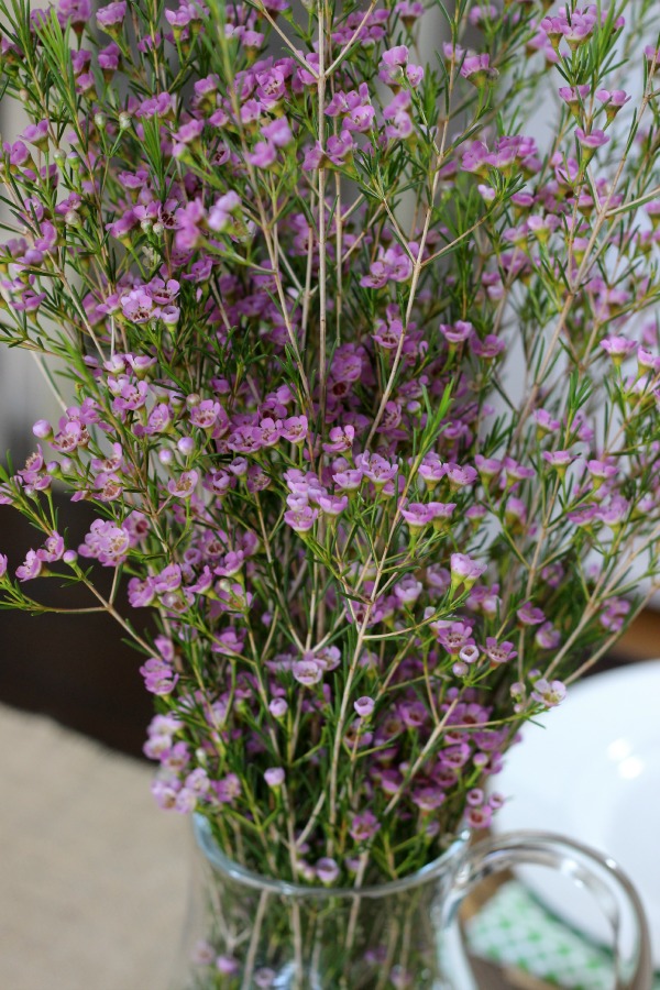 Flowers in a pitcher for simple centerpiece