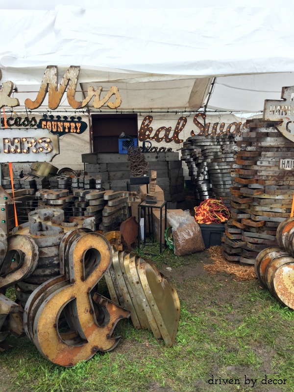 Stacks of industrial metal letters at Round Top