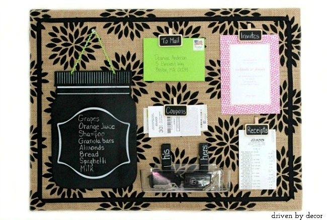 Great tutorial to create cute patterned burlap bulletin board