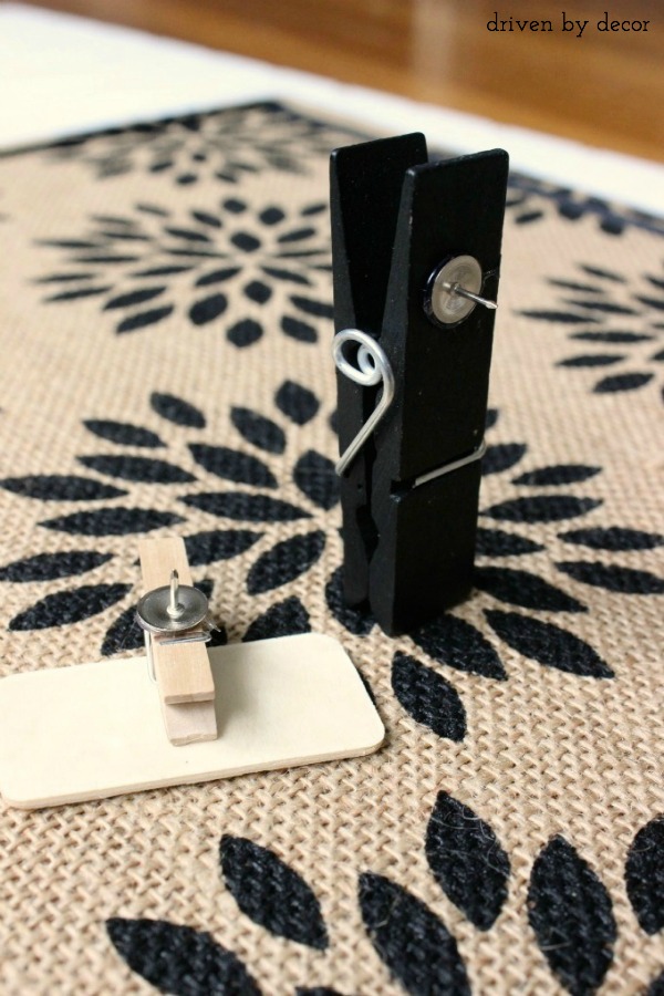 Hot glue a thumbtack onto a clothespin for the perfect bulletin board clip