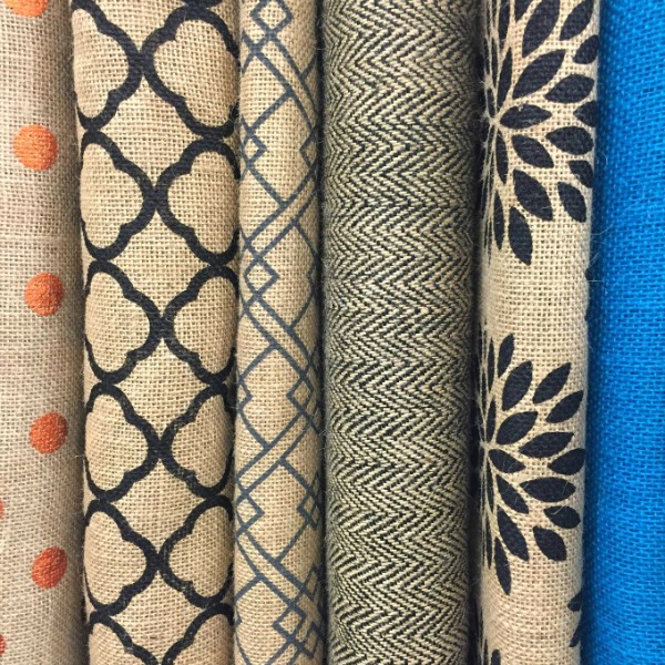 Love all of these fun, colorful patterned burlaps