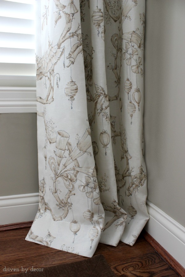 Drapes with two inch break at floor