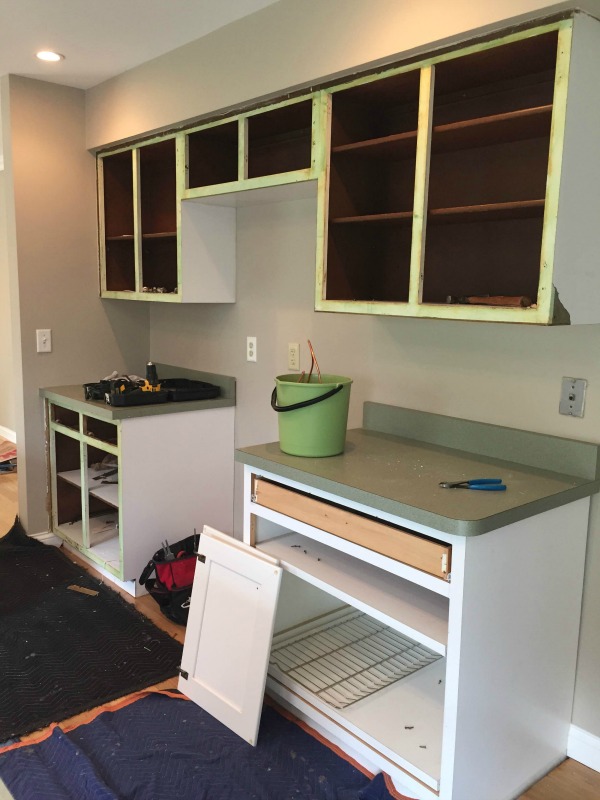 Cabinet refacing in progress