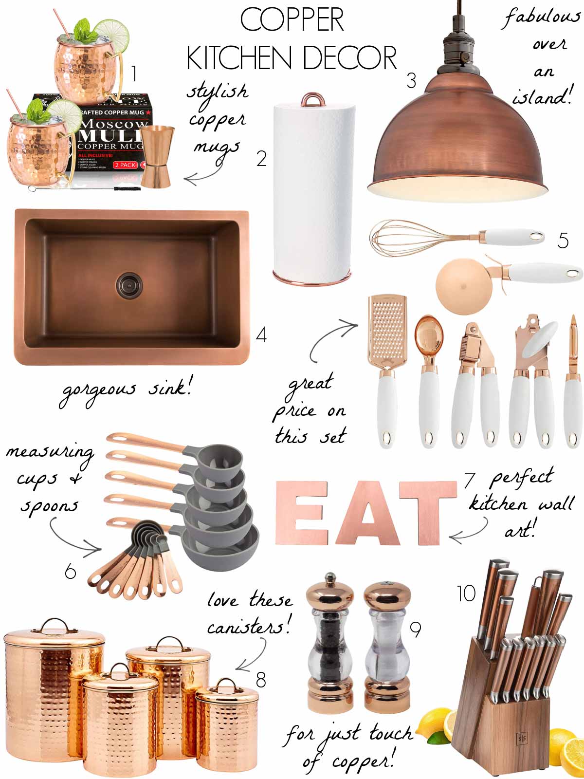 Copper kitchen decor to bring this gorgeous metal finish into your home!
