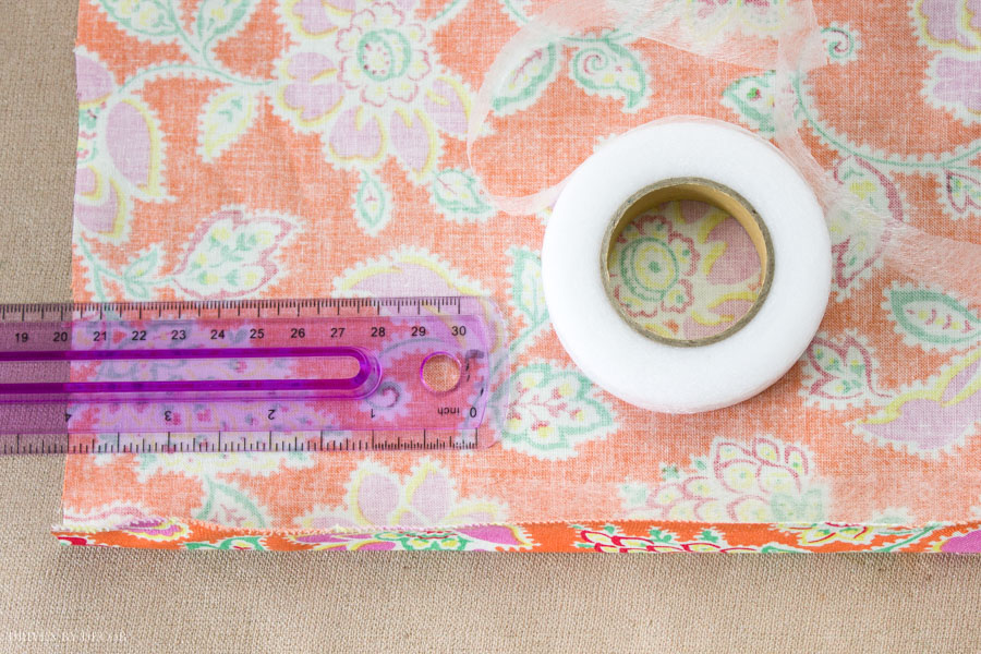 Using Stitch Witchery to bond a fabric fold when making a book cover