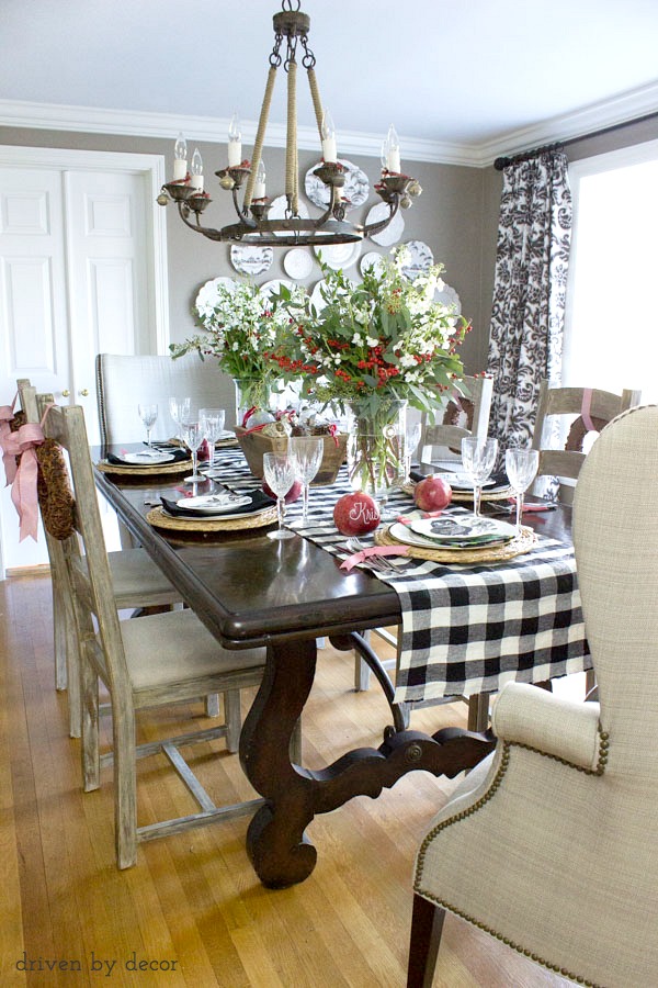 Dining room decorated for the holidays!