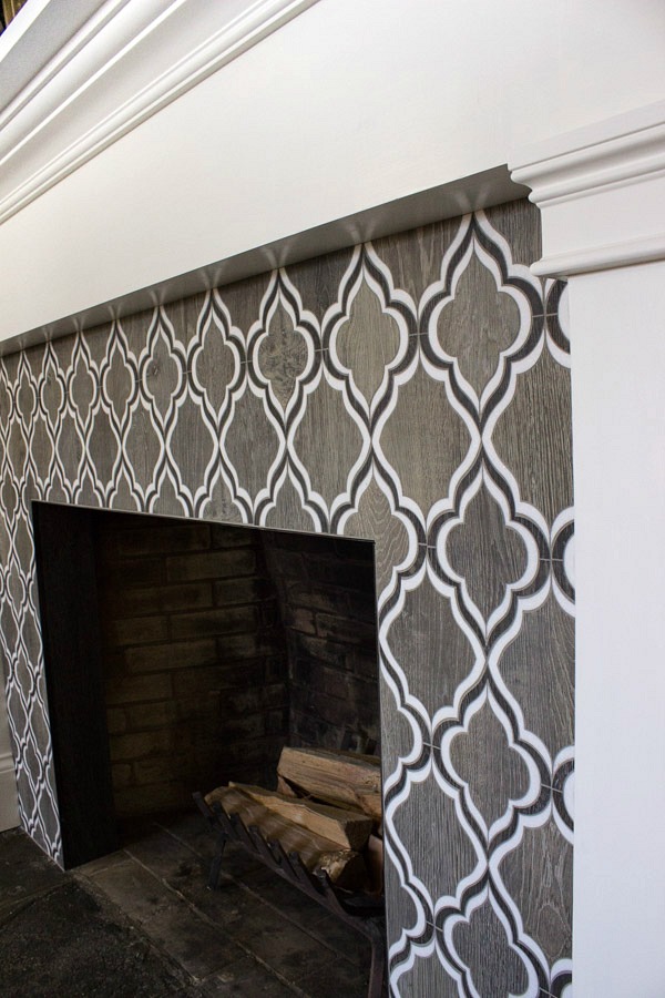 Walker Zanger Sterling Row Wingtip tile - love it on this fireplace!