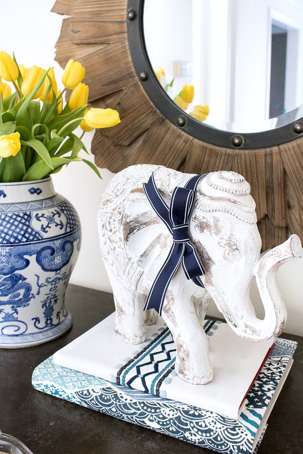 Decorative Elephant On Stack Of Fabric Wrapped Books Decorative Elephant On Stack Of Fabric Wrapped Books