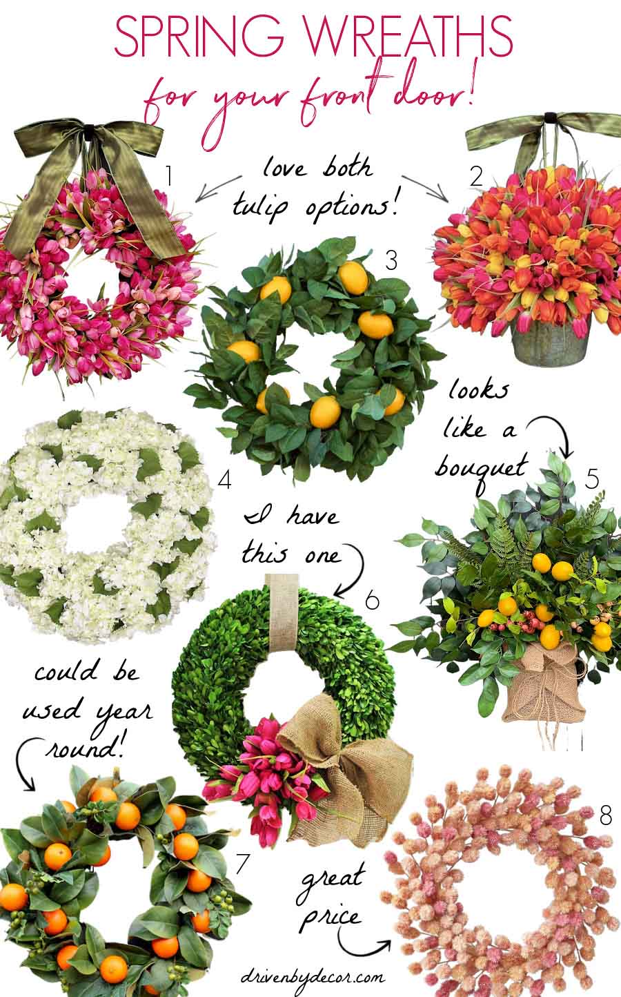 Gorgeous spring wreaths for your front door!