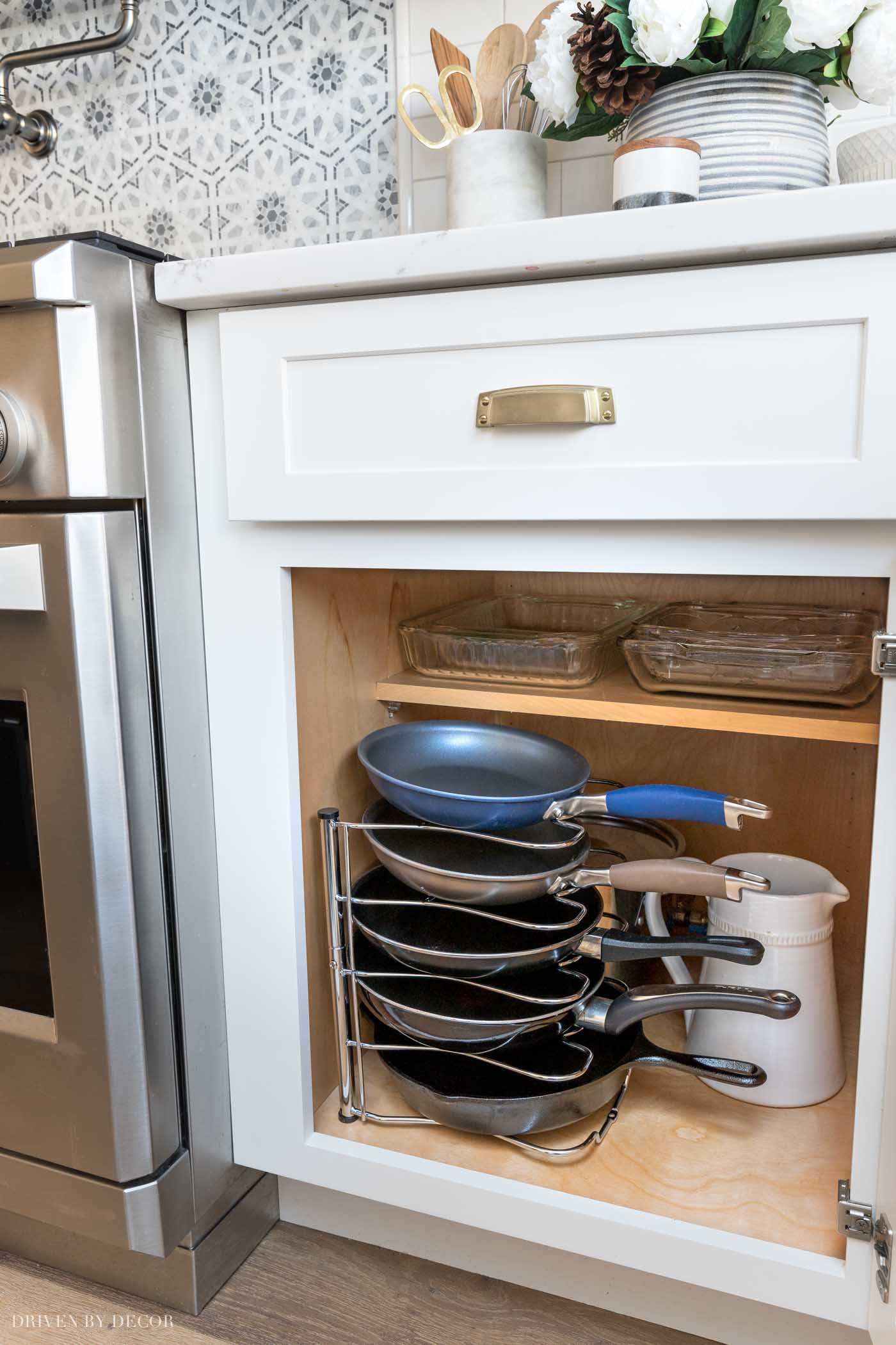 This $20 Lid Organizer Has Tamed the Chaos Inside My Kitchen Cabinets